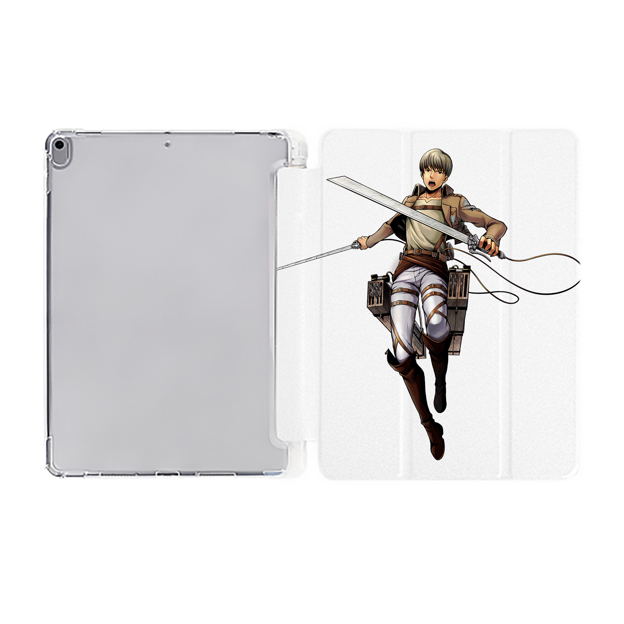 （画像用） 進撃の巨人 Attack on Titan IPad ケース ペン収納付き 三つ折りスタンド PUレザー×シリコン 対応機種9.5/10.5/10.9インチ